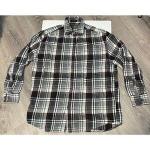 Canyon Guide flannel shirt mens large long sleeve button plaid gray